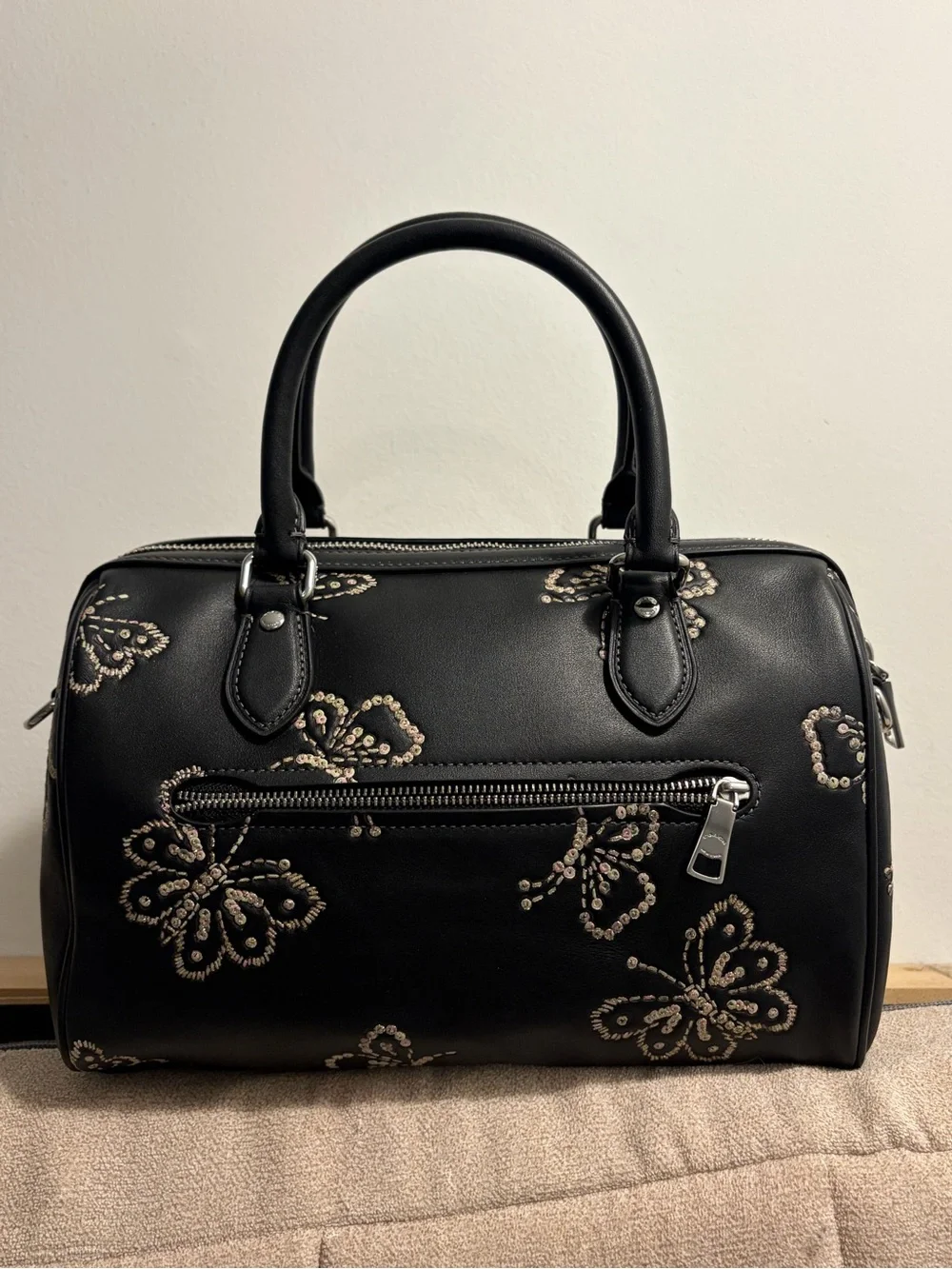 Coach Rowan Satchel Bag With Butterfly Print